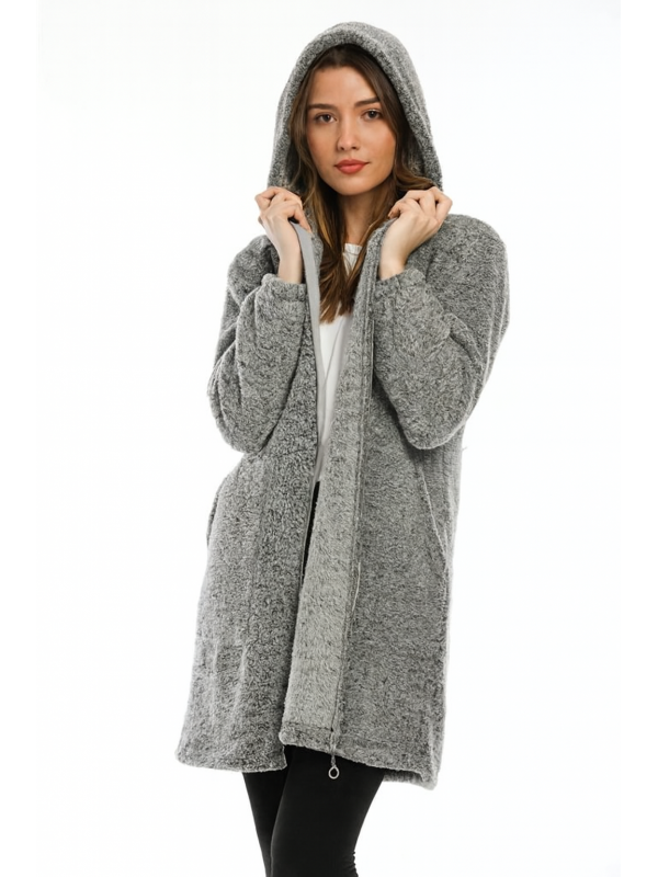  Kadın Fermuarlı Welsoft -Gri