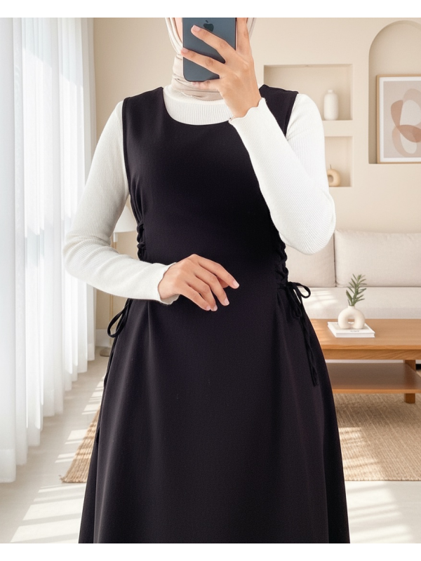 Yandan Bağlamalı Double Kumaş Jile  -Siyah