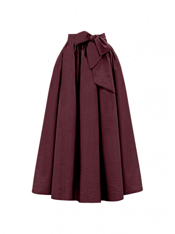 Piliseli Kemerli Paraşüt Etek   -Bordo