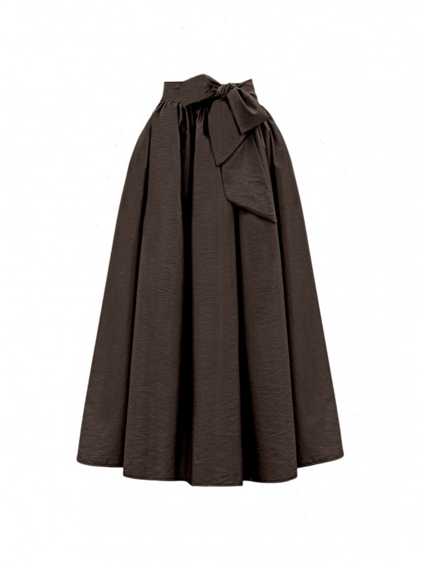 Piliseli Kemerli Paraşüt Etek   -K. Kahve