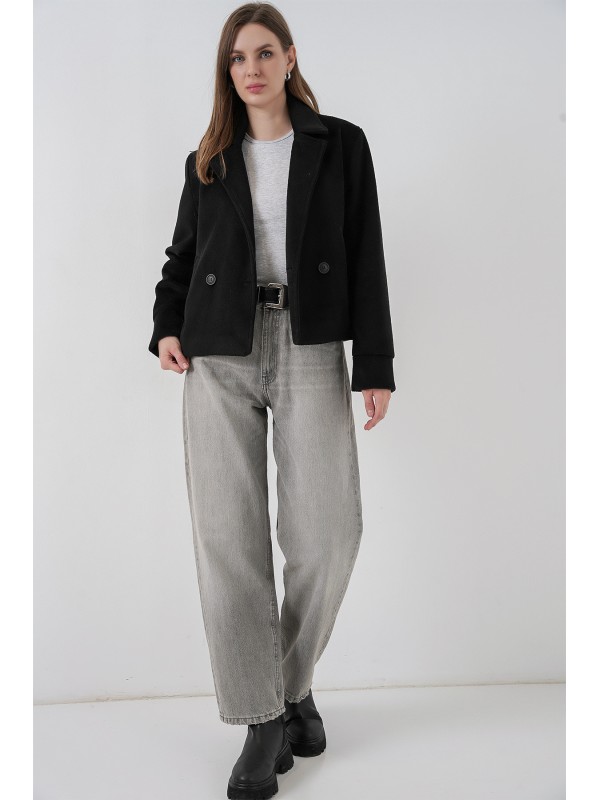 Kadın Kısa Kaşe Ceket 0725 - Siyah