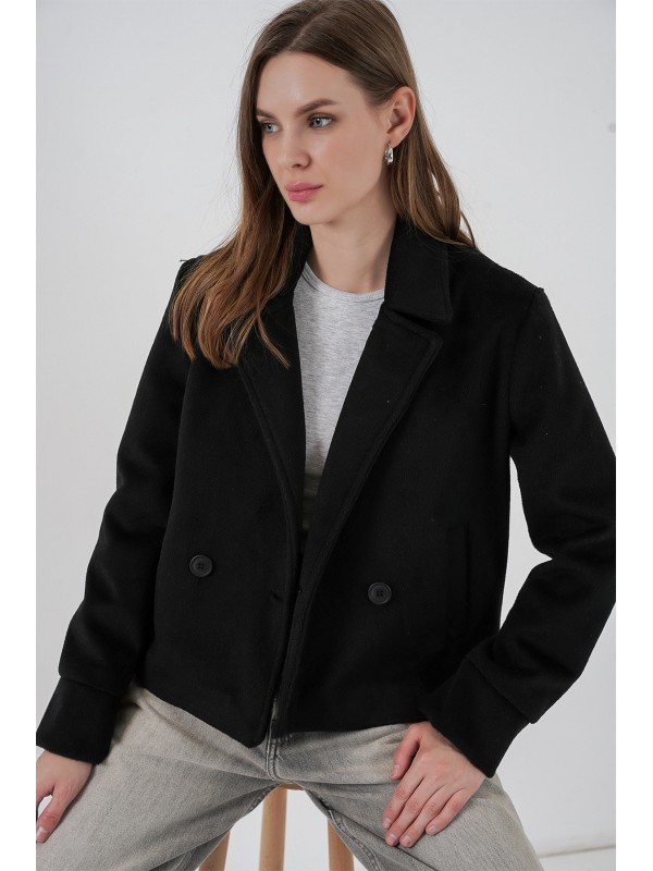 Kadın Kısa Kaşe Ceket 0725 - Siyah