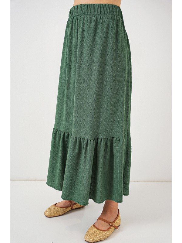 1886 Uzun Örme Etek - Zümrüt Yeşili