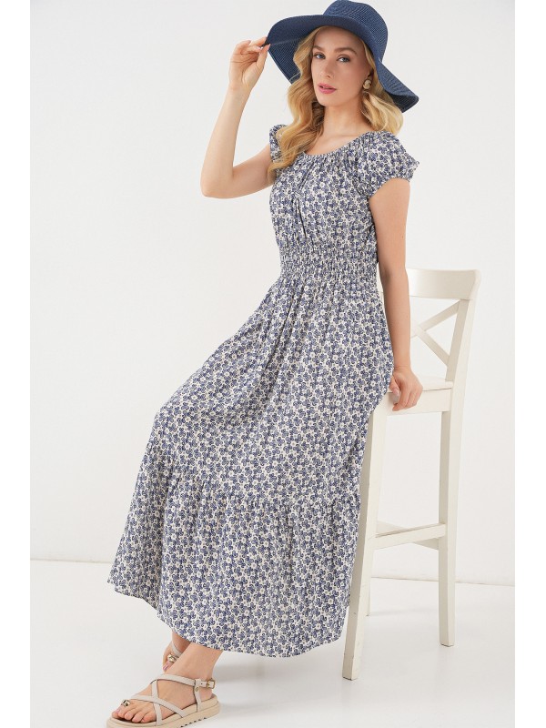 Kadın Yakası Büzgü Detaylı Elbise 2544 - Lacivert