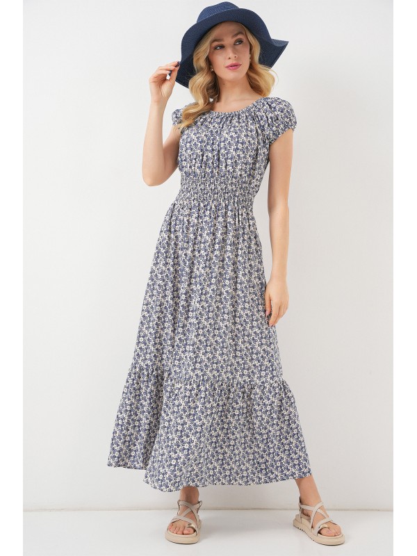 Kadın Yakası Büzgü Detaylı Elbise 2544 - Lacivert