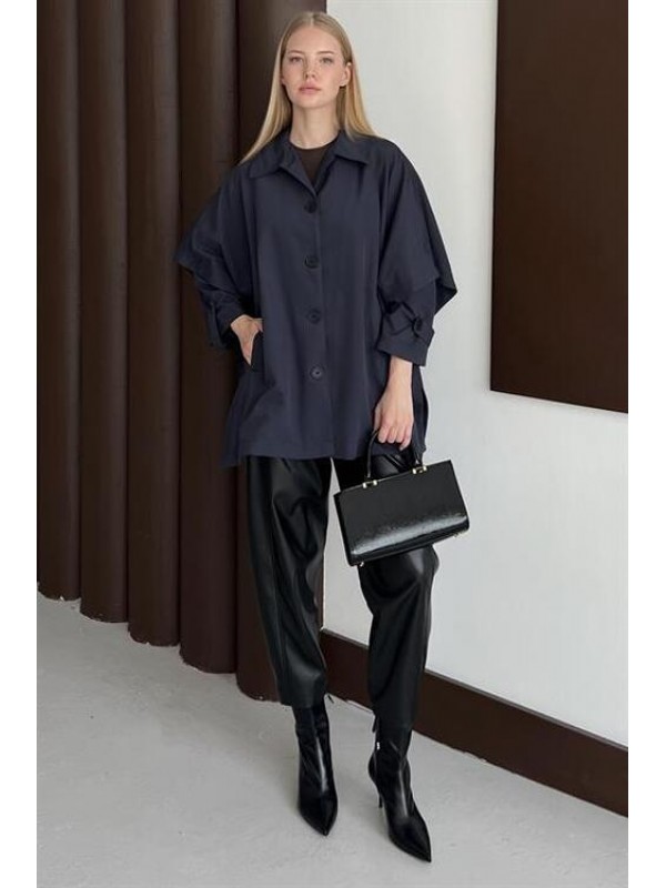 Takma Kol Cepli Trenç Lacivert