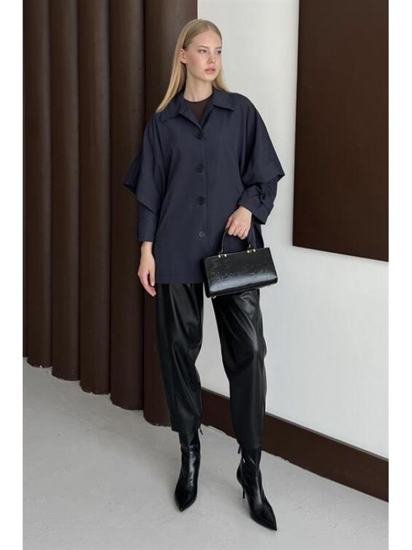 Takma Kol Cepli Trenç Lacivert