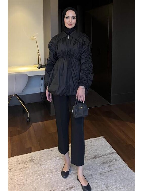 Büzgülü Trenç Siyah