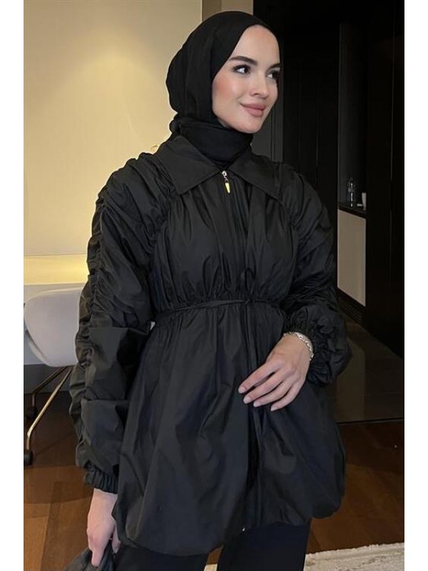 Büzgülü Trenç Siyah