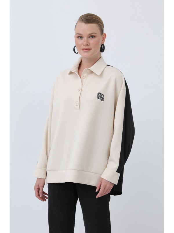 Kadın Önü Nakış Arkası Paraşüt Gömlek -32120GML