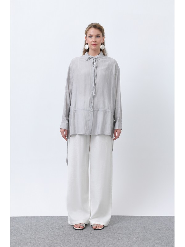 Kadın Bel Büzgü Detaylı Gömlek -32358GML