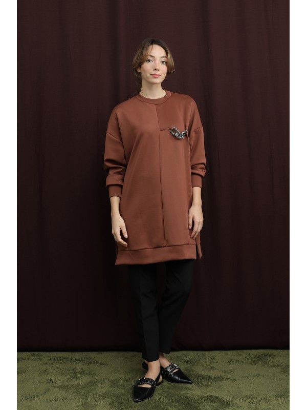 Kadın Bedeni Aksesuarlı Tunik - 10717TUN