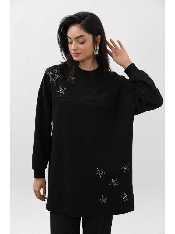 Kadın Yıldız Detaylı Basic Tunik - 10736TUN