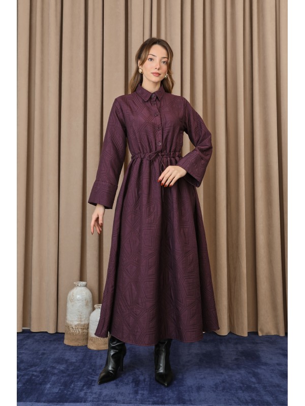 Kadın Belden Tünelli Kapitone Elbise - 20713ELB