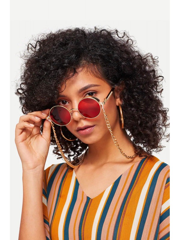 Toptan Kadın Gözlük Zinciri  Retro Kalın Gold