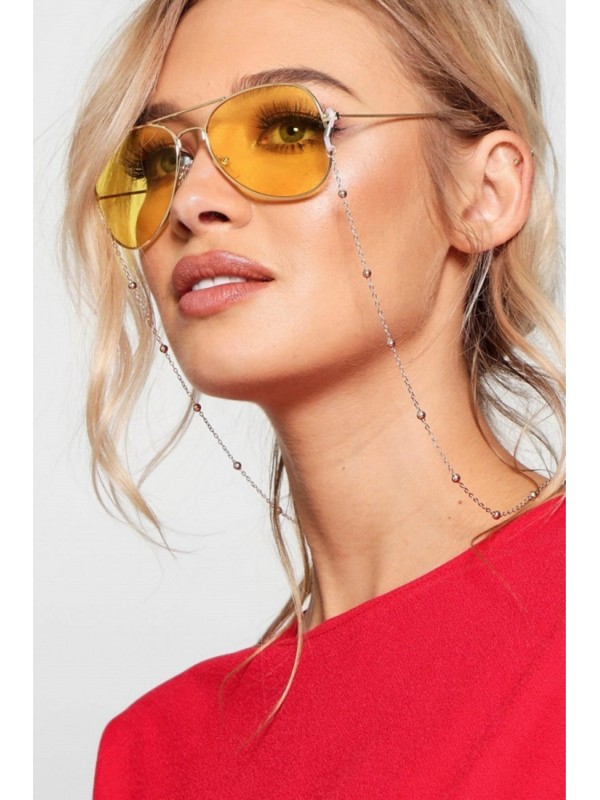 Toptan Kadın Gözlük Zinciri Chic Minik Toplu Silver