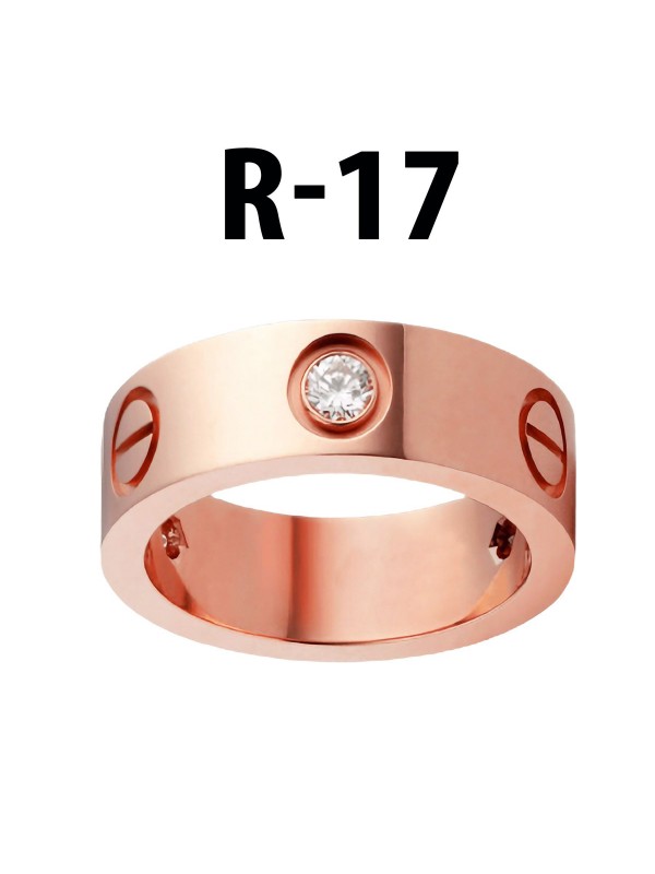 Toptan Kartier Taşlı Yüzük Rose Renk 17 Numara