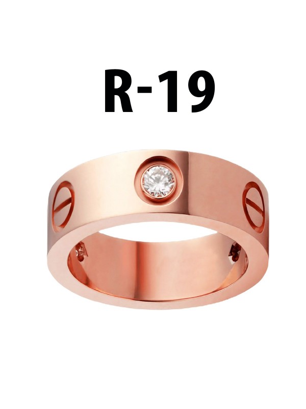 Toptan Kartier Taşlı Yüzük Rose Renk 19 Numara