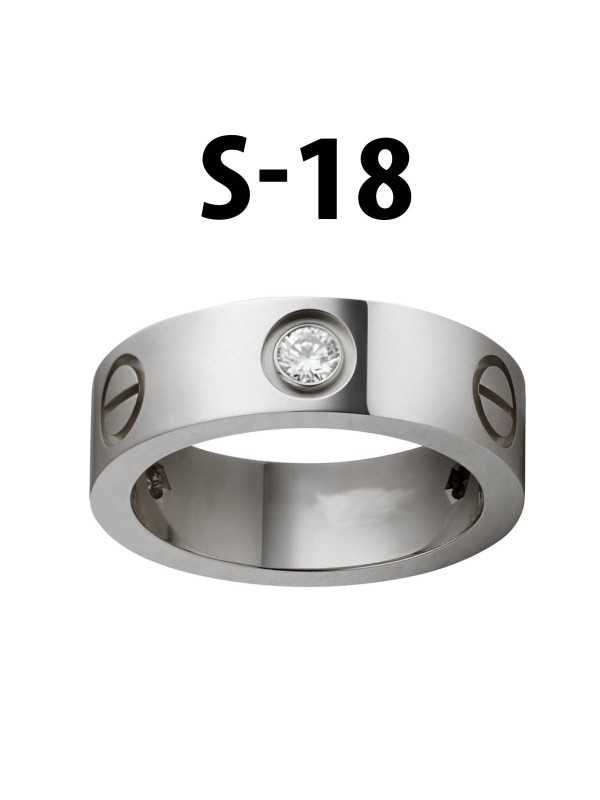 Toptan Kartier Taşlı Yüzük Silver Renk 18 Numara