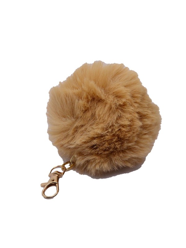 Toptan Bej Renk Peluş Ponpon Anahtarlık  976