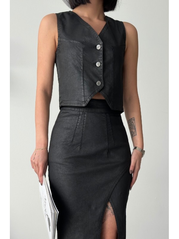 Düğmeli Yelek Siyah